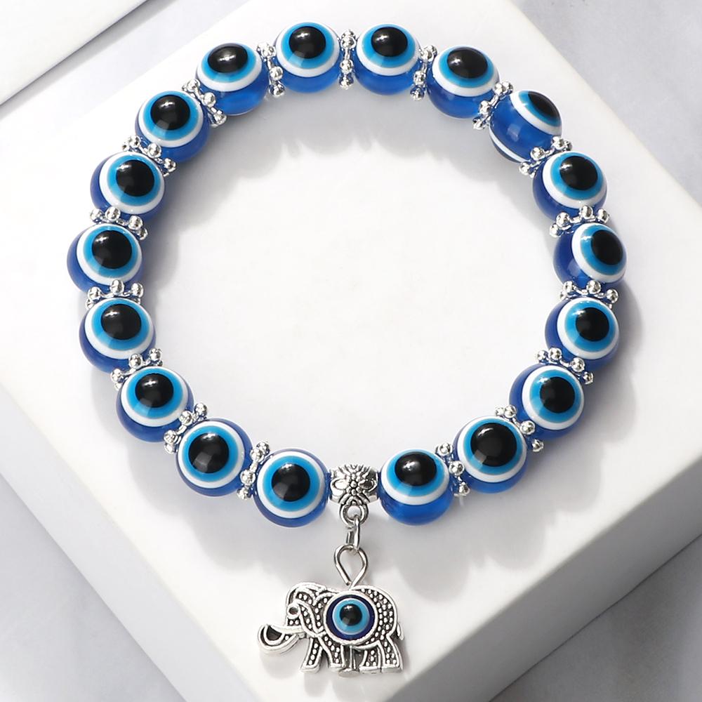 Bohemian evil eye bracelet, for men and women, negative energy beaded bracelet, elastic cord bracelet, handmade lucky jewelry