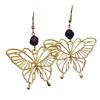 1 Pair Hollow Butterfly-shape Symmetrical Tassels Amethyst Earrings For Women Girls Hip Hop Animal Trend Earrings 2023