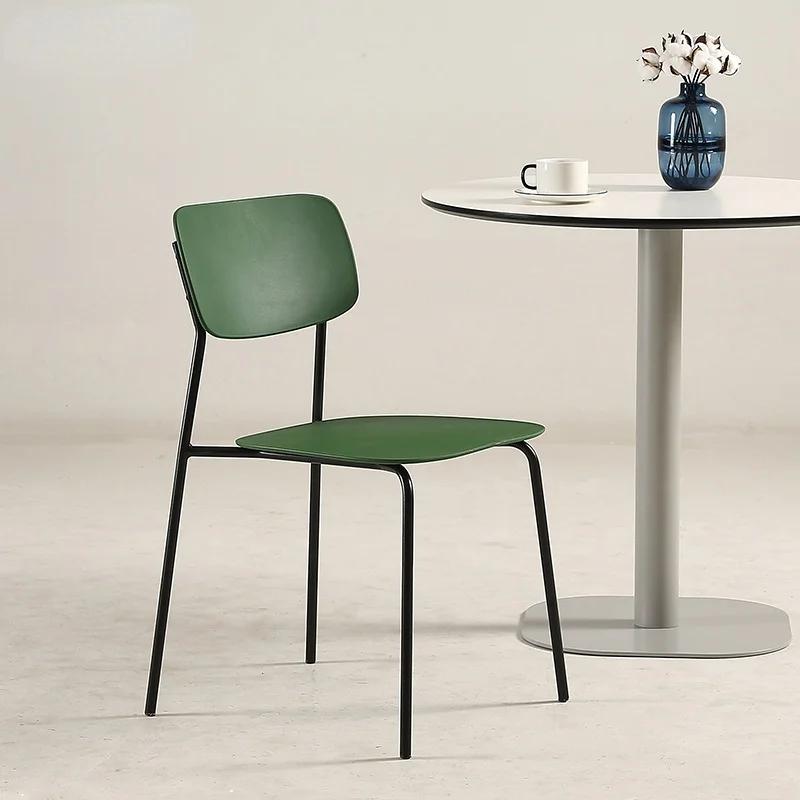 Family Dining Chairs - Simple Nordic Style, Light Luxury Leather, Creative Iron Backrest, Ideal for Restaurant & Home Seating