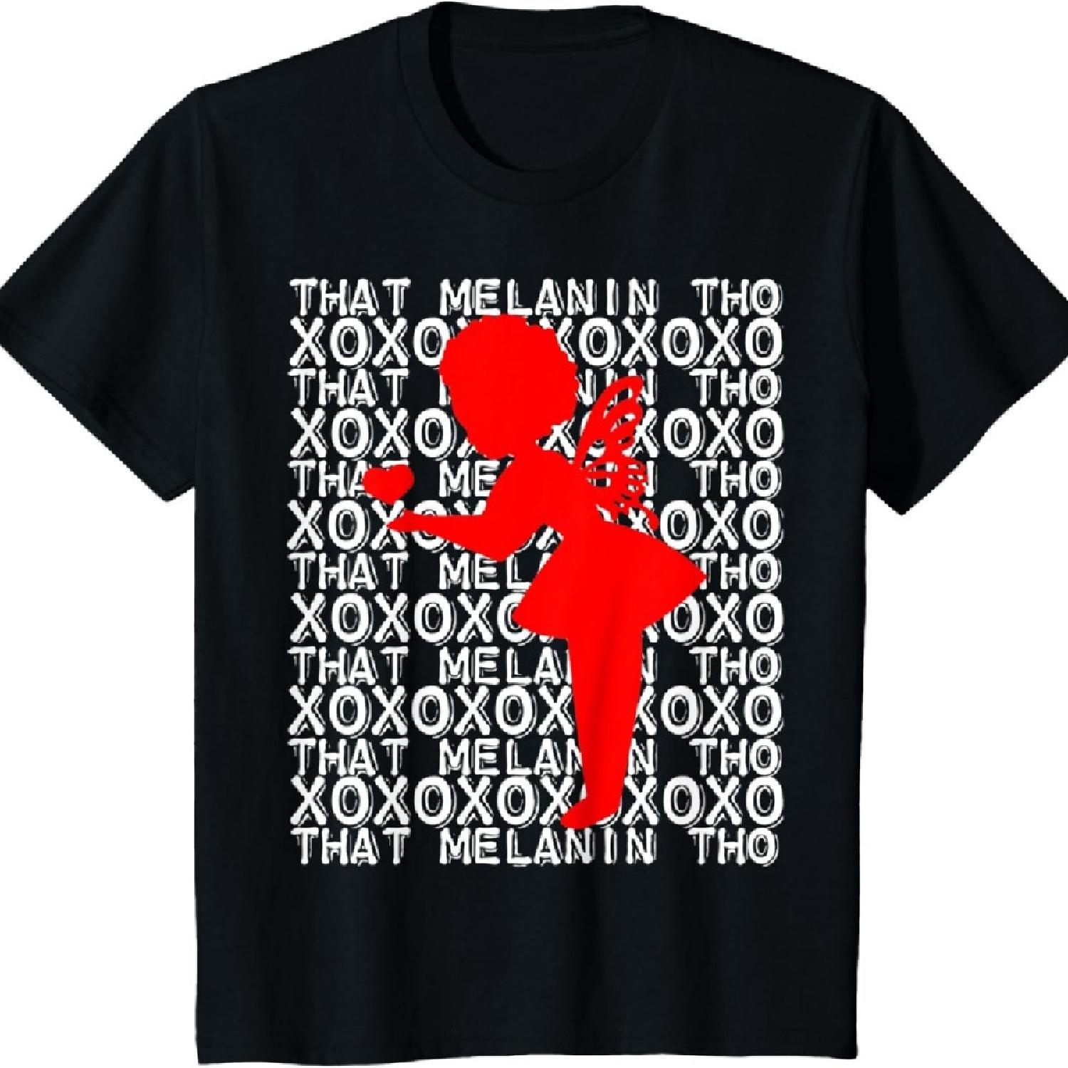 

Kids African American Fairy Silhouette Black Love Fairy Valentine T-Shirt XXXXXL чёрный