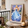 Starry Castle Cinderella New Pearl-Inlaid Frameless Art | Handmade Pearl Craft, Castle Lake Starry Theme, for Romantic Fairy Tale Decor