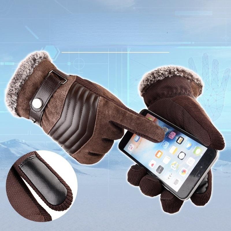 Mens Leather Genuine Gloves Russia Winter Gloves Warm Thick Driving Skiing Men's Gloves