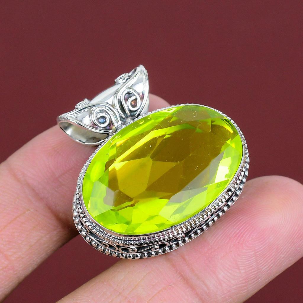 Faceted Lemon Topaz Pendant Vintage Gemstone Pendant 925 Sterling Silver Pendant Handmade Jewelry Unique Pendant Silver Jewelry Wedding Gift