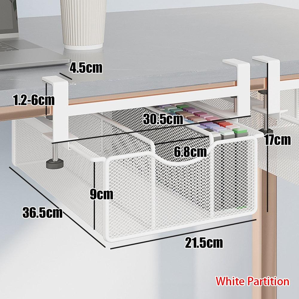 Carbon Steel Under-table Storage Rack Smooth Slide/Pull-out Breathable Pull-out Cabinet Mesh Drawer Large Load Bearing