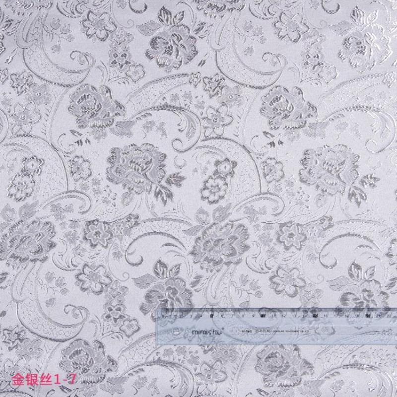 

Gold Silver Thread Plant Woven Fabric Hidden Patterns Luxurious Flowers for DIY Hanfu Dress Weskit Shirts Suits 100cmx150cm