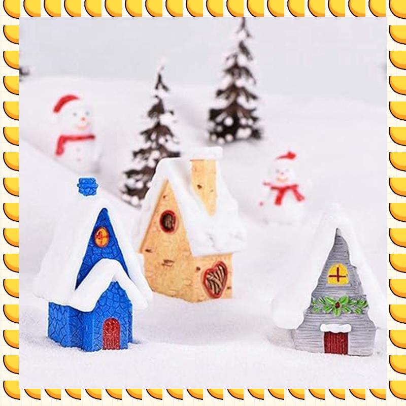 BAAU Christmas Miniatures Figurines, Mini Christmas Snow House Decor Ornaments, Christmas House Fairy Garden Decorations Du