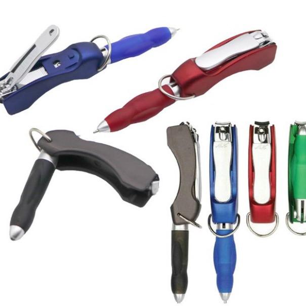 Portable Stainless Steel Folding Nail Clippers Keychain - Mini Flat-edge Pen Style