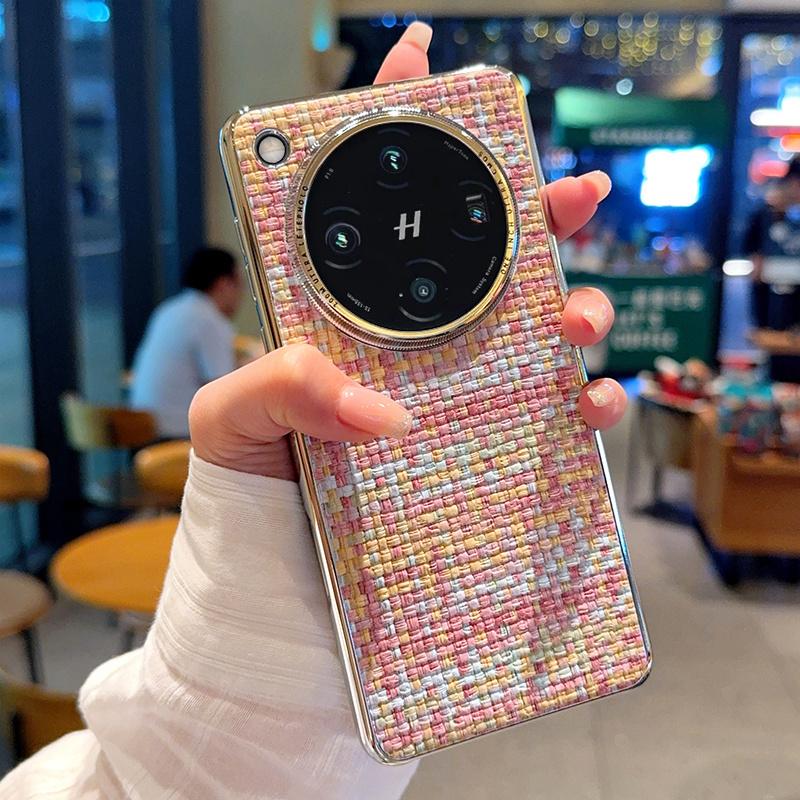 For Oppo Find X8 X8s Pro Plus Ultra Case Weave Woven Fabric Raised Metal Frame Camera Lens Protection Plating Cover Braided