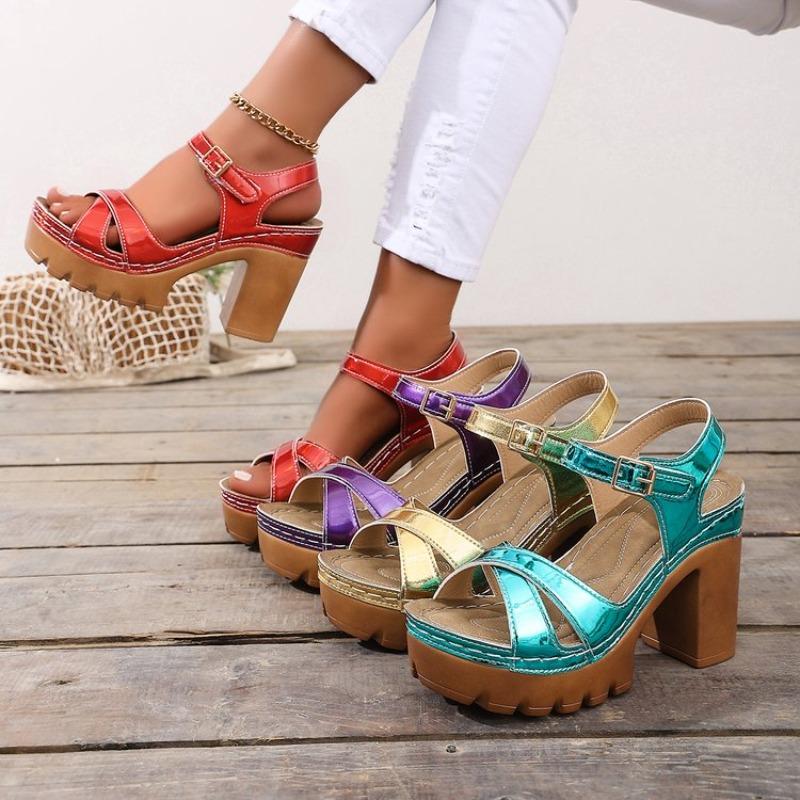 Fashion Shoes Cswo01 Women's Shoes For Summer Peep Toe Buckle Strap Platform High Heel Sandals Casual Beach Footwear Cm