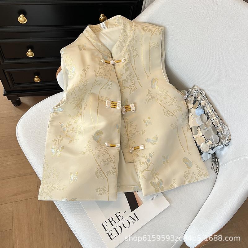 

2025 новый топ, жилет с дисковой застежкой, весенний тонкий жилет для женщин XXXL [Recommended 138-75kg]