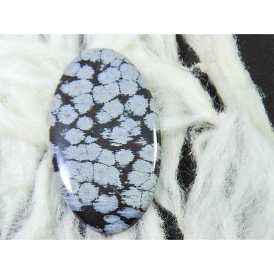 26Cts. Natürlicher Schneeflockenobsidian Lose Edelstein Ovaler Cabochon 25X45X05MM SK-2886