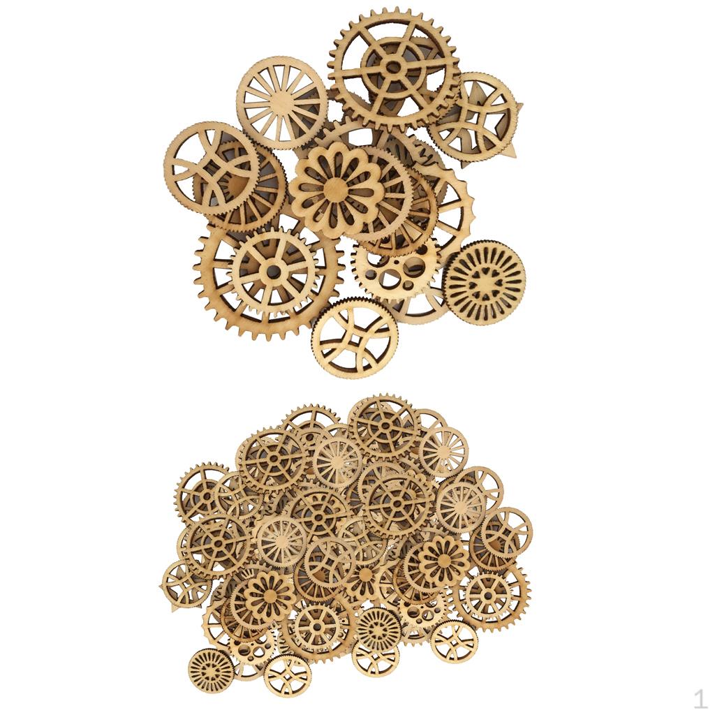 

150x Mixed Cuts Unfinished Wood Gear Embellishment For DIY handwerkliches Dekor