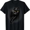Schwarze Katze Gelbe Augen T-Shirt Katzen T-Shirt Geschenke T-Shirt