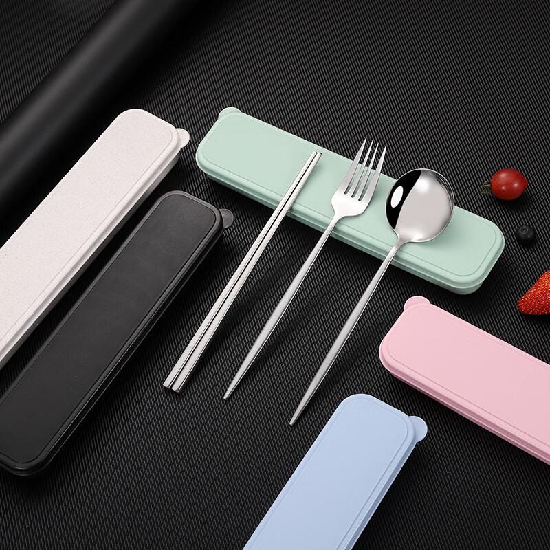 Blaues 304 Edelstahl Tragbares 3-teiliges Besteckset