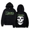 Horror Punk Misfits Lebka Grafický Potisk Mikina Pánská Gotická Vintage Volná Fleecová Bavlna S Kapucí Mikina Rockový Styl Pulovr