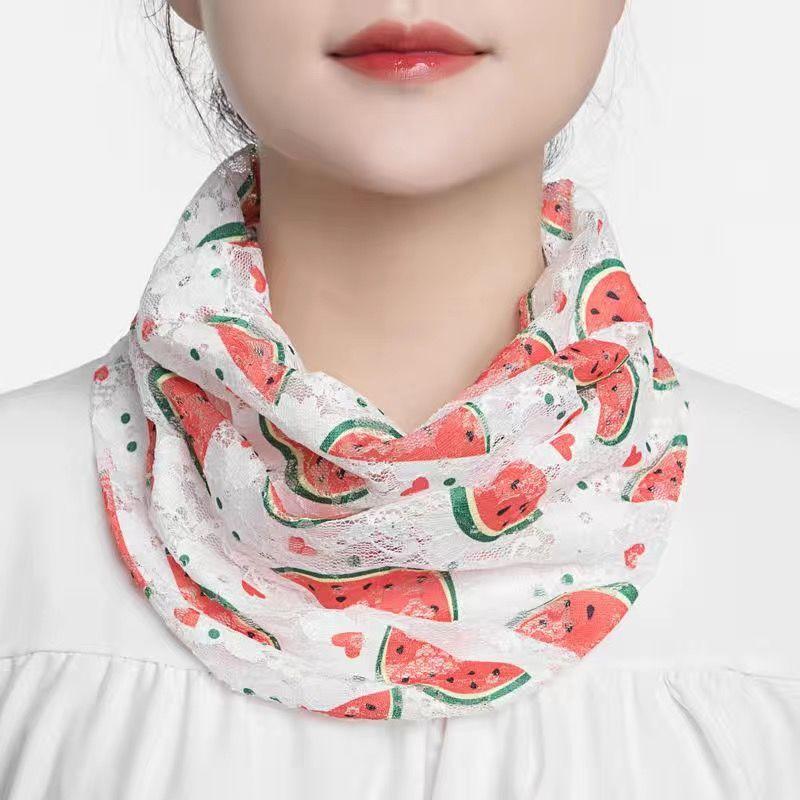 Summer ice silk scarf mask neck protector fake collar printing riding protection anti-ultraviolet breathable sunscreen
