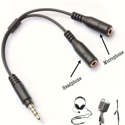 Câble Adaptateur Splitter en Y TRRS Audio Stéréo 3,5 mm 1 Mâle vers 2 Femelles Casque Micro NoirBon produit