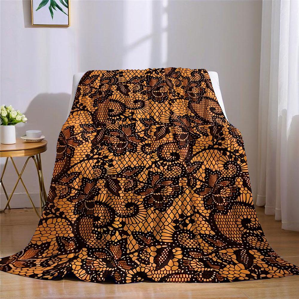 Floral Lace Flannel Blanket Perfect for Sofa Office Bed Travel Sleep Read Relax Camping four season use