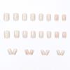 24Pcs French Cream Nude Short Square False Nails With Jelly Adhesive Detachable Fake Fingernails Full Cover Press On Nails Tips