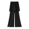 Lace Patchwork Two-Piece Look Micro-Flare Pants for Women - Black High-Waisted Slimming Body-Shaping Trousers, Spring 2026 Arrival
