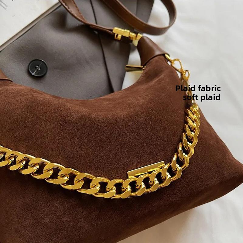 French Style Versatile Suede Handbag Women's Casual Crossbody Bag Retro Texture Single Shoulder Bag Neutral Minimalist Style