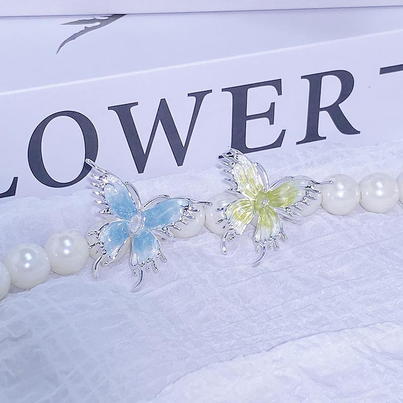 Small Fresh Enamel Oil Dripping Butterfly Cool Feeling Open Ring Women'S High Sense Stacking Wearing Niche Design Ring