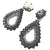 Lily-Crystal [P3694] - Clips d'oreilles artisanales 'Callas' gris noir - 8x4 cm
