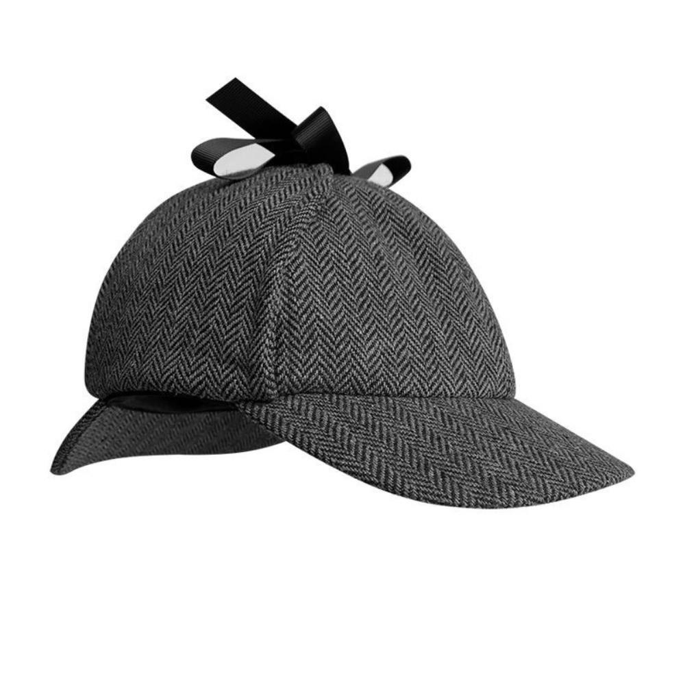 Double-Cap Brim Ear Protection Cap All Seasons Baseball Cap Vintage Detective Cap  Women