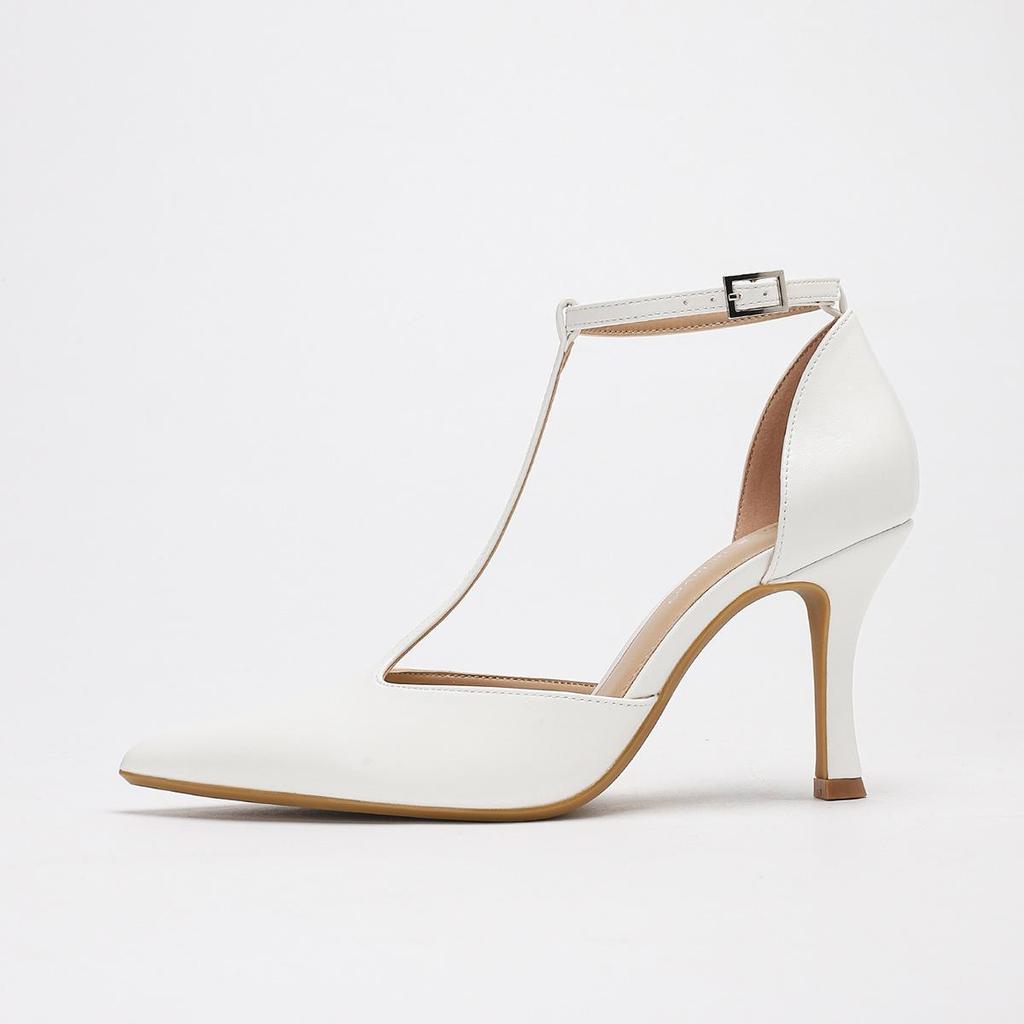 On Feet & In Love: Stylish T-Strap Pointed Toe Stilettos with Comfortable Buckle Closure