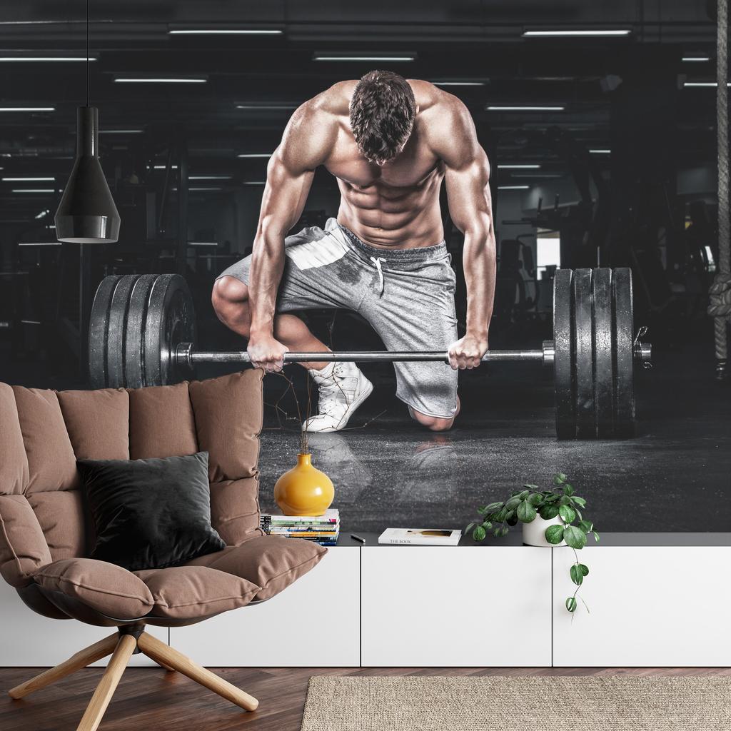 Photomural Bodybuilder With A Barbell Washable Fleece 368x280