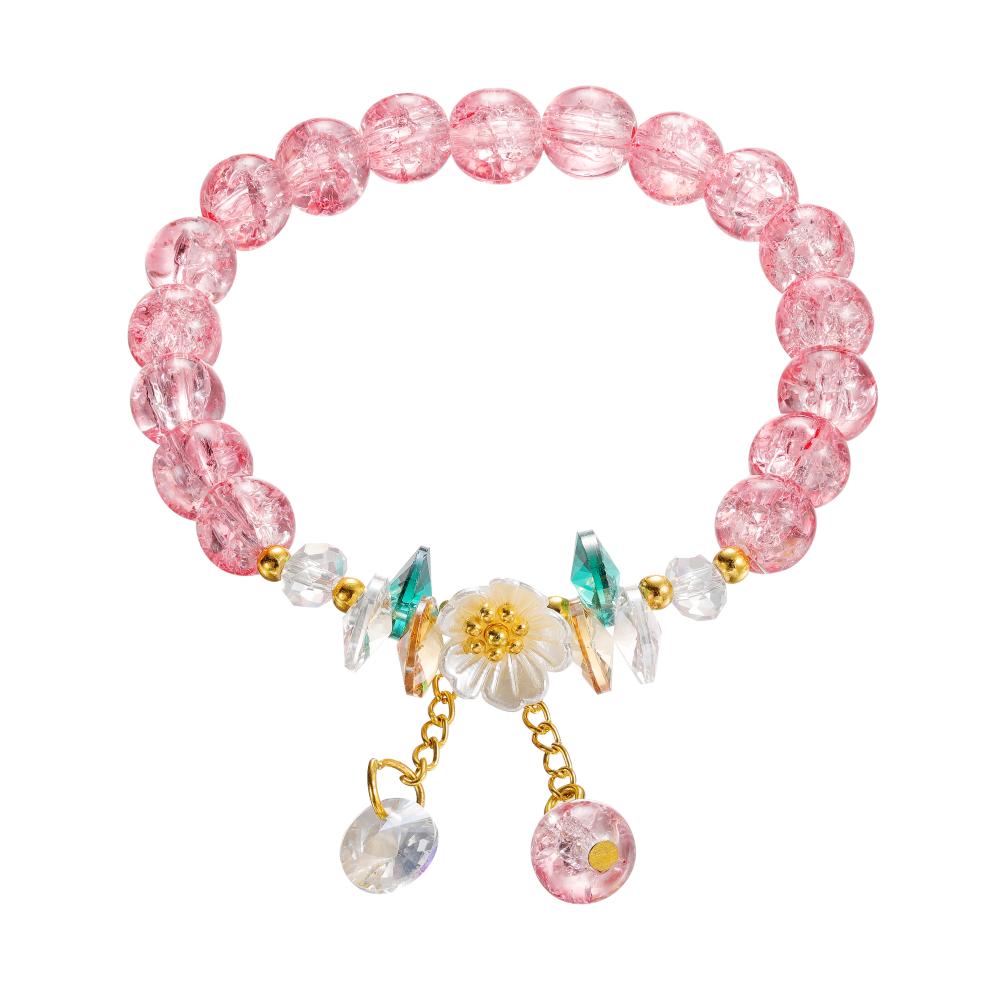 1pc Korean Style Sweet Daisy Flower Bracelet Colorful Crystal Beaded Elastic Rope for Women Girls Party Wedding Jewelry Gift