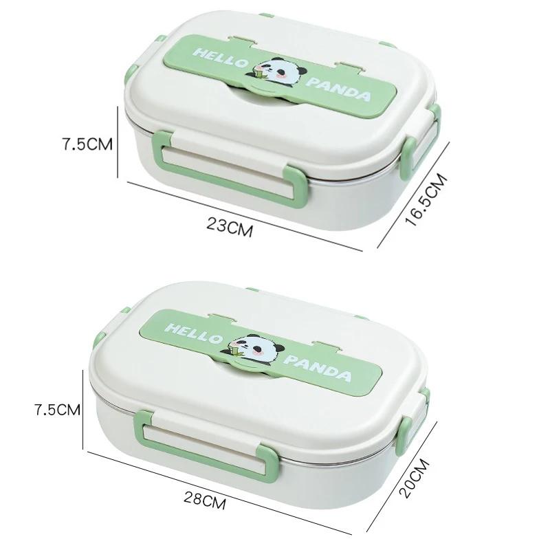 Cute Panda Lunch Box 304 Stainless Steel Office Worker Microwae Heating Bento Box with Tableware Thermal Insulation Bag Meal Box
