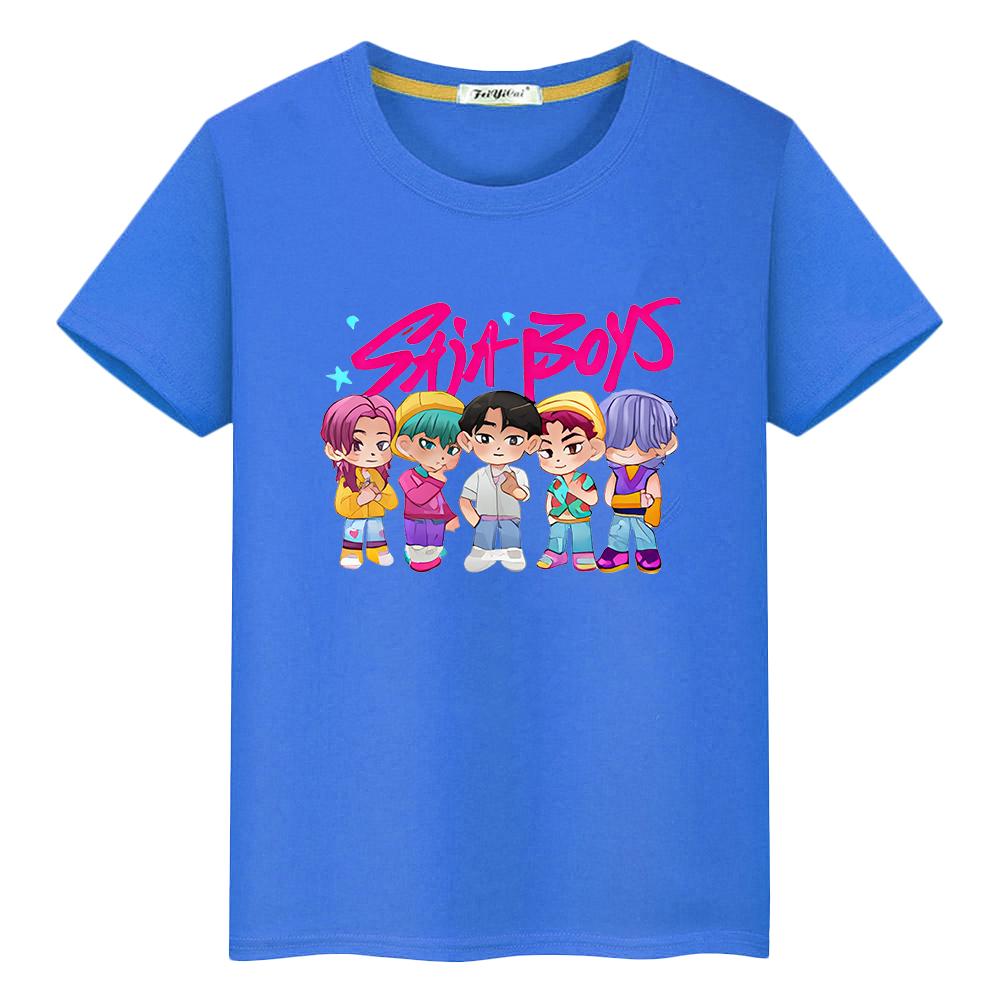 t shirt for kids boy 10year Saja Boys Print Cute Tops y2k kpop demon hunters Kawaii Tees 100%Cotton anime Short girls clothes
