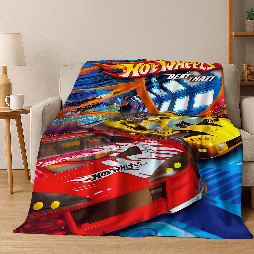 Cartoon Hot Wheels Spielzeug Rennwagen Kunst Flanelldecke, Gemütliche Weiche Überwurfdecke für Zuhause Schlafzimmer Bett Sofa Picknick Abdeckung Kindergeschenk