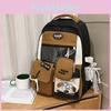 Blocked Sweet Color Letter Patter Student Backpack With Compartment Transparent