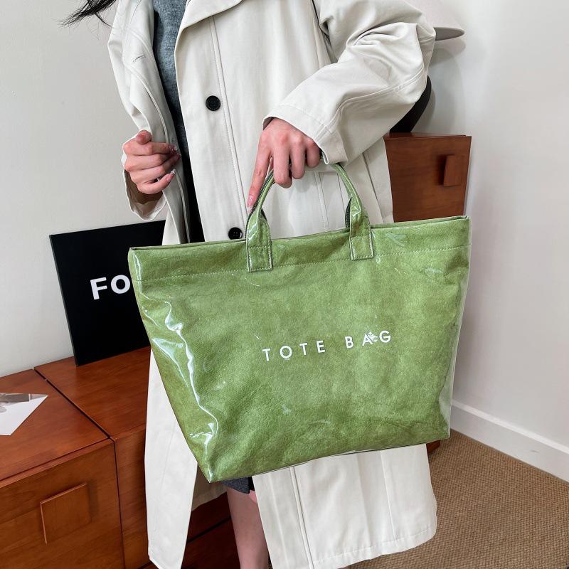 2025 Women's Large Capacity Transparent PVC Handbag - Fashionable, Water-repellent, Simple Style