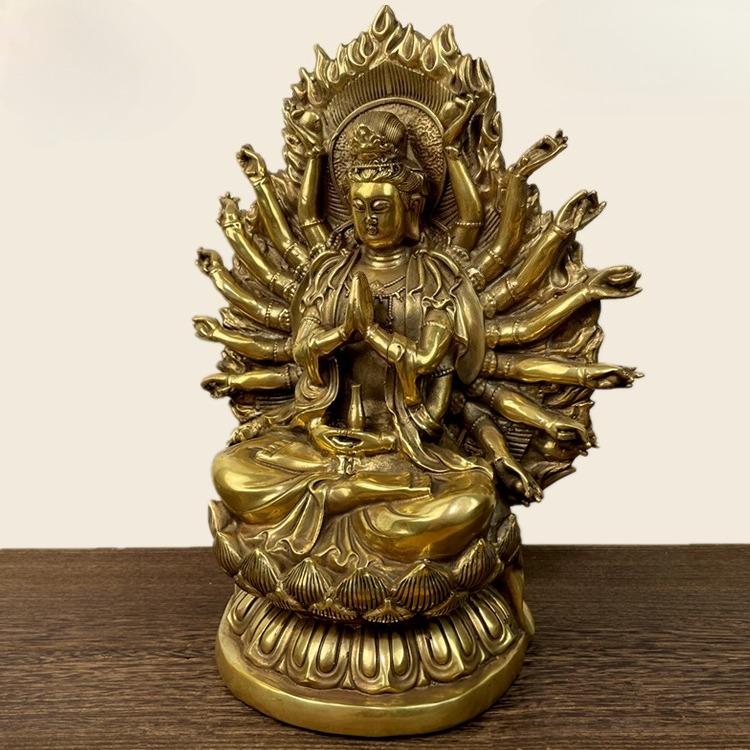 Copper Thousand-handed Guanyin Bodhisattva Buddha Statue Eighteen-armed Quasi-lifting Buddha Decoration