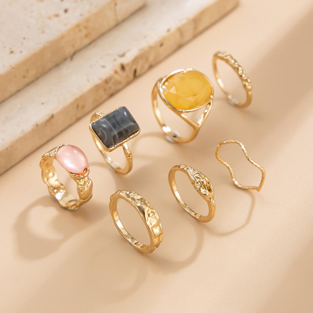 Accessories, Feel Inlaid Acrylic Ring, Light Luxury Irregular Alloy Ring