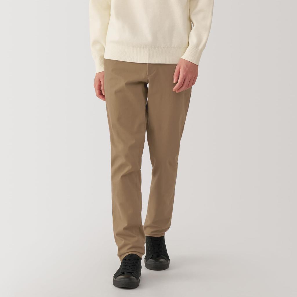 MUJI Men's Warm Cotton Brushed Chino Slim Pants, Dark Beige, Size 82, AE0XZA4A