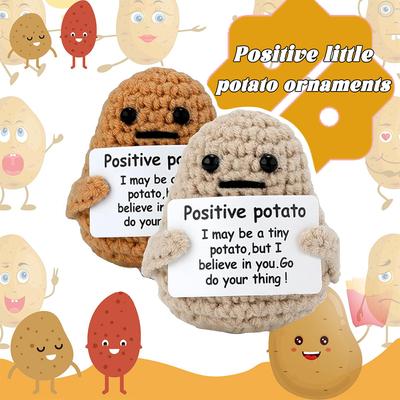Positive Energy Potato Hug Pocket Cute Mini Funny Knitted Crochet Potato With Message Card Kids Toys Home Xmas Decoration Gift