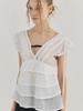 SORRY, TOO MUCH LOVE Pintuck Lace Tiered Blouse_Ivory
