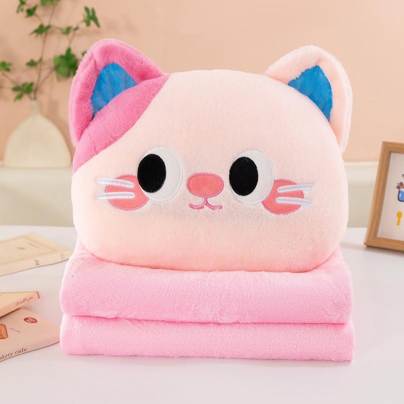 Cartoon Cat Plush Pillow Blanket With Soft Pp Cotton For Home Comfort And Giftgiving