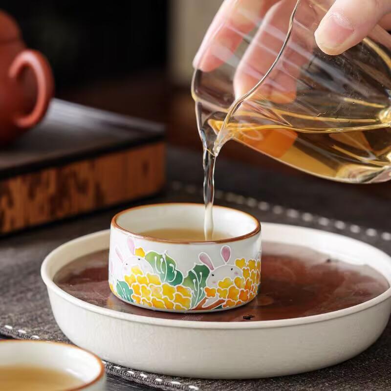 Ru Kiln Ceramic Teacup Master Cup Single Cup Home Office Kung Fu Tea Set Tea Cup Personal Tea Cup
