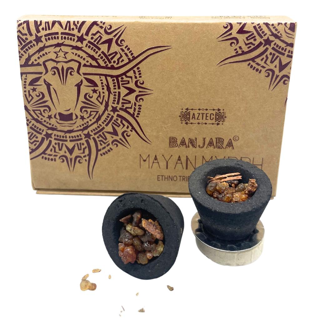 Smudge Cups Incense Mayan Myrrh Sage, Banjara