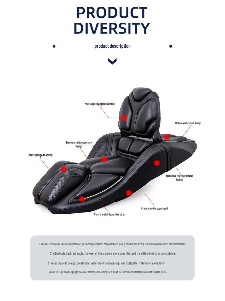 Honda Forza NSS350 Adjustable Latex Seat Cushion with Lumbar Support