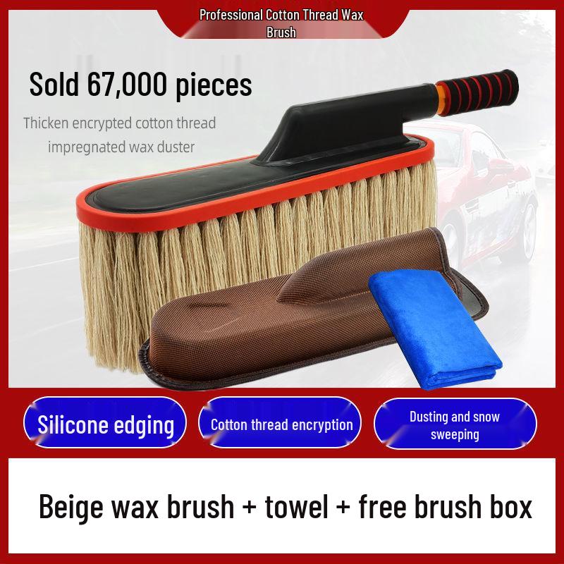 Teleskopowa szczotka samochodowa i miotełka z bawełnianym gwintem do mycia, odkurzania i woskowania
