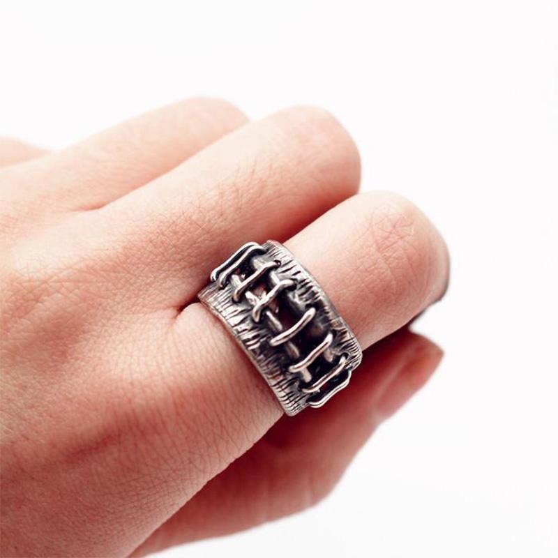 Ρετρό Δαχτυλίδι με Ραφές Πληγής Για Άνδρες Punk Gothic Rock Hiphop Ανοιχτό Δαχτυλίδι Αξεσουάρ Μοτοσικλετιστή Unisex Χειροποίητο Σχεδιαστικό Ζιργκόν Δώρο Αγάπης