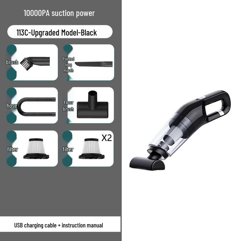 High-Power Handheld Car Vacuum with Wireless Charging, Compact Size, and Strong Suction