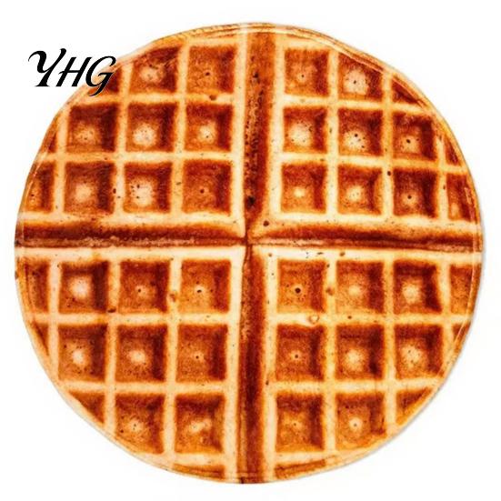 Funny Gift for Kids Round Food Blanket, Realistic Themed Throw 59 Inch Novelty Waffle Pizza Fun Blanket Movie Night Burrito Donut Wrap, Soft Cozy Home