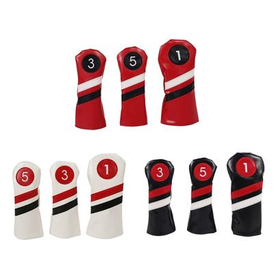 Zestaw 3 szt. Pokrowców na Główki Kijów Driver/Fairway Wood/Hybrid Skórzane Pokrowce na Główki Kijów Golfowych Przenośne Akcesoria Golfowe dla Kobiet Mężczyzn
